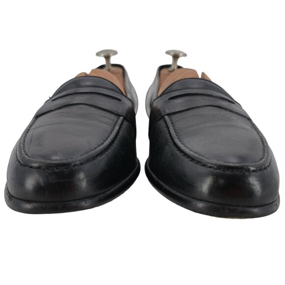 Vintage Bragano Cole Haan Italy Men 11.5 Black Leather Dress Shoes Penny Loafers - Picture 10 of 11